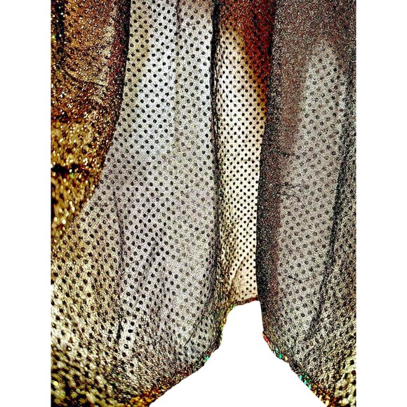 Vintage Gold Lame Sequin Disco Button Down Blouse - Picture 12 of 12